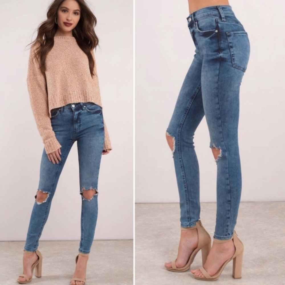 Free People Ripped High Rise Skinny Jeans 28
